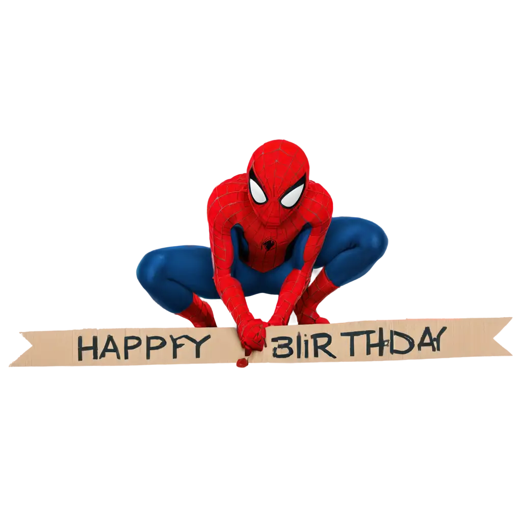 spiderman shows a board written a "Happy Birthday Nathan"

