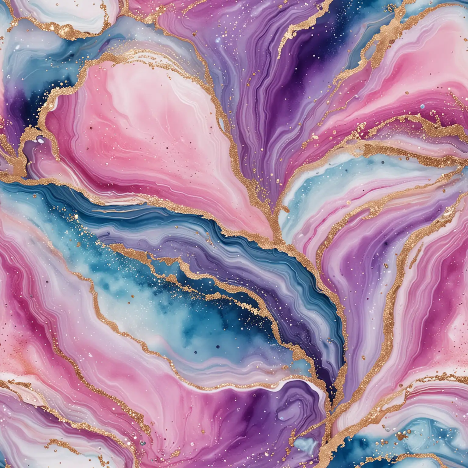 Elegant Seamless Marble Agate Glitter Pattern in Blue Pink and Purple