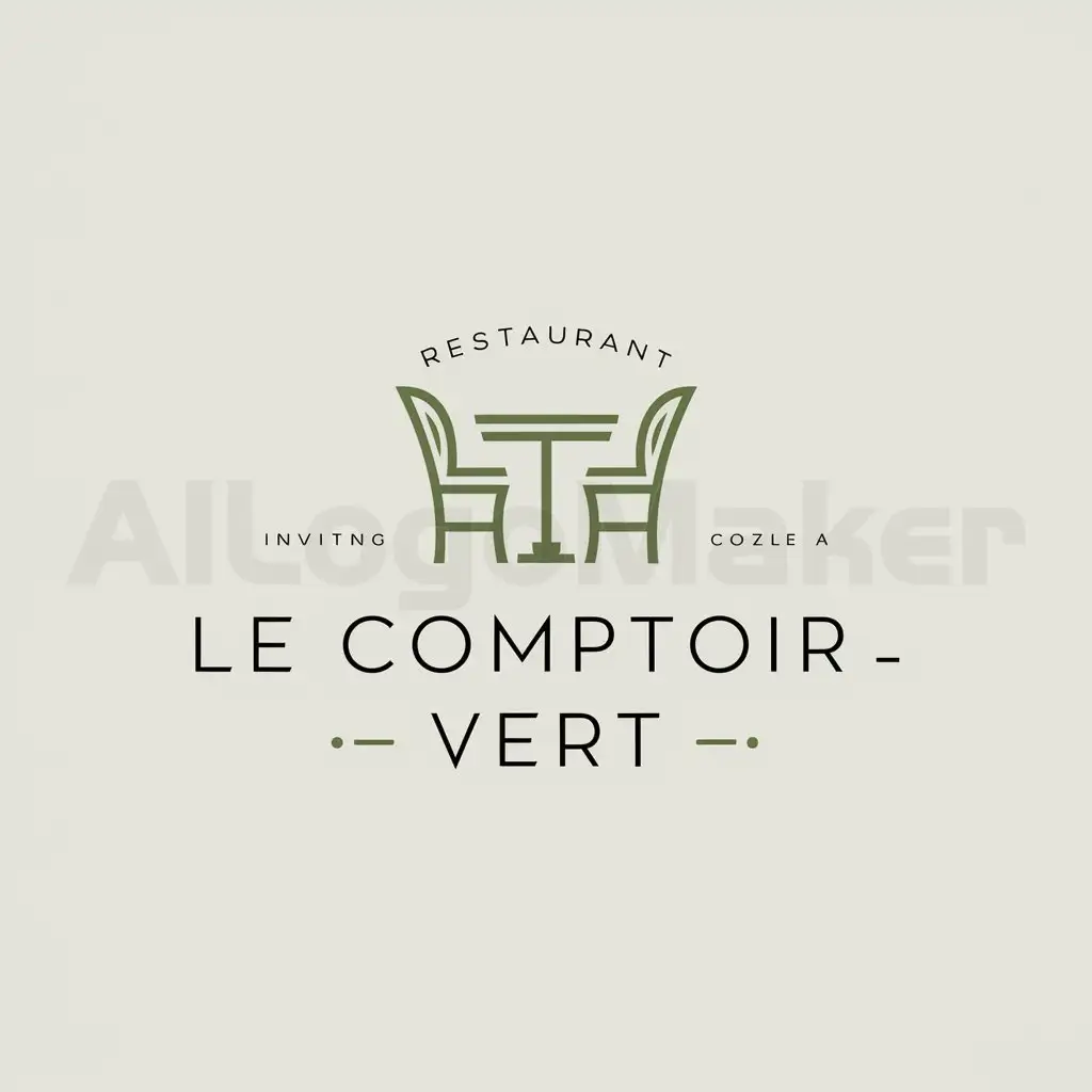 a logo design,with the text "le comptoir vert", main symbol:restaurant classe et cosy atmosphère feutré,Minimalistic,be used in Restaurant industry,clear background