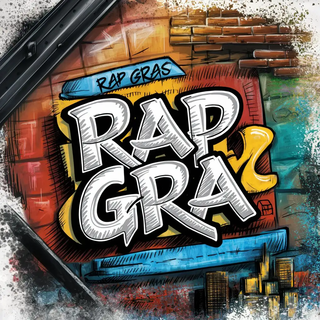 draw hip-hop logo style sketched , rap text gra
