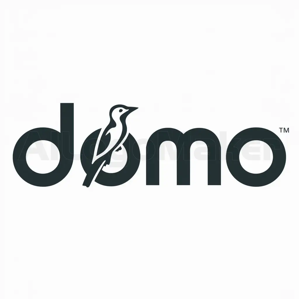 a logo design,with the text "DOMO", main symbol:woodpecker,Moderate,be used in Technology industry,clear background