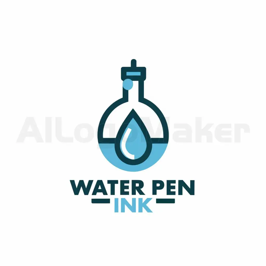 a logo design,with the text "Water
Pen ink bottle", main symbol:Water-based pen/ink,Minimalistic,be used in Others industry,clear background