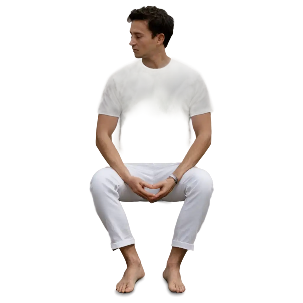 человек в белой одежде медитирует 
