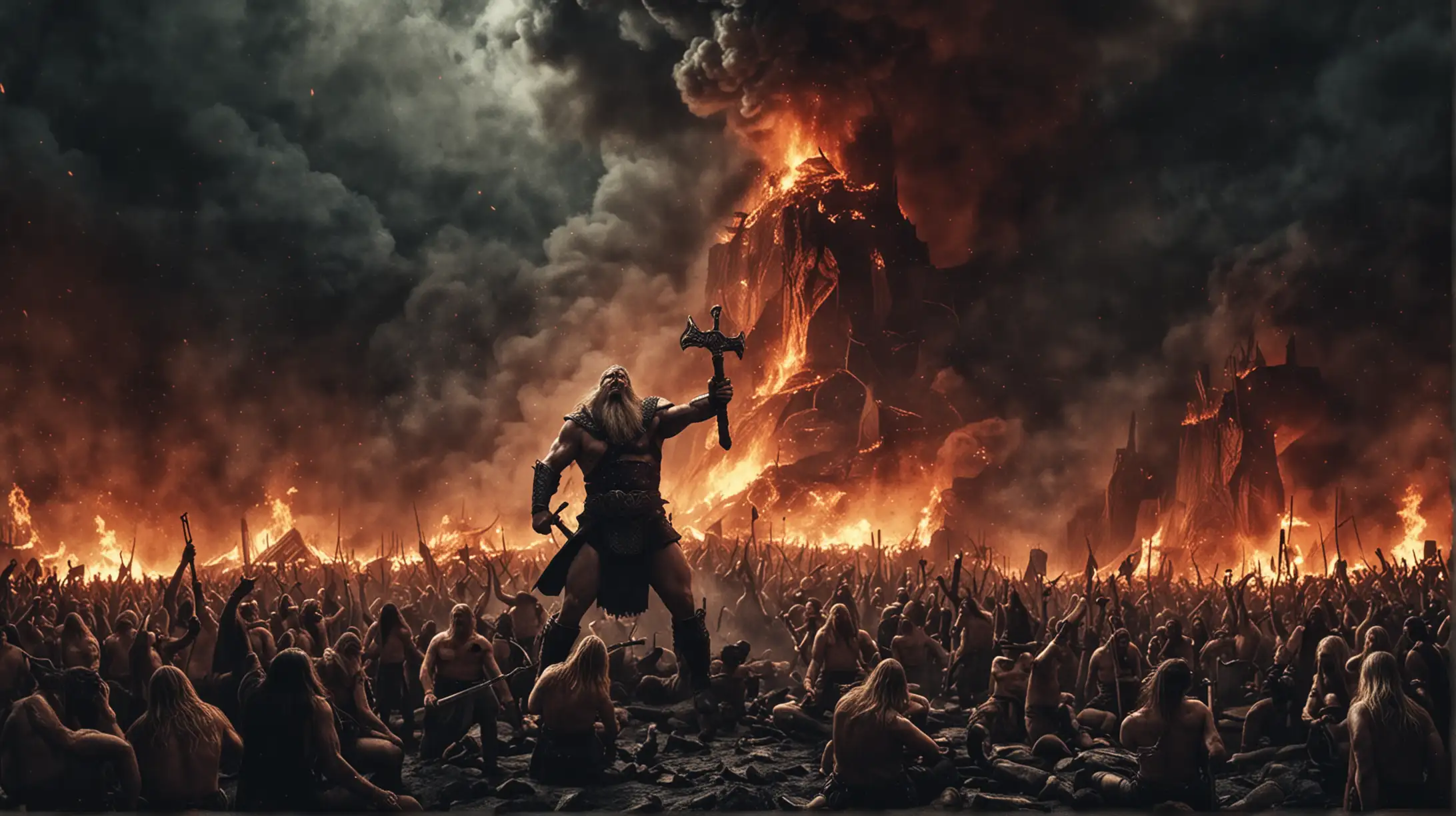 Amon Amarth Eruption Dark Night Smoke and Fire