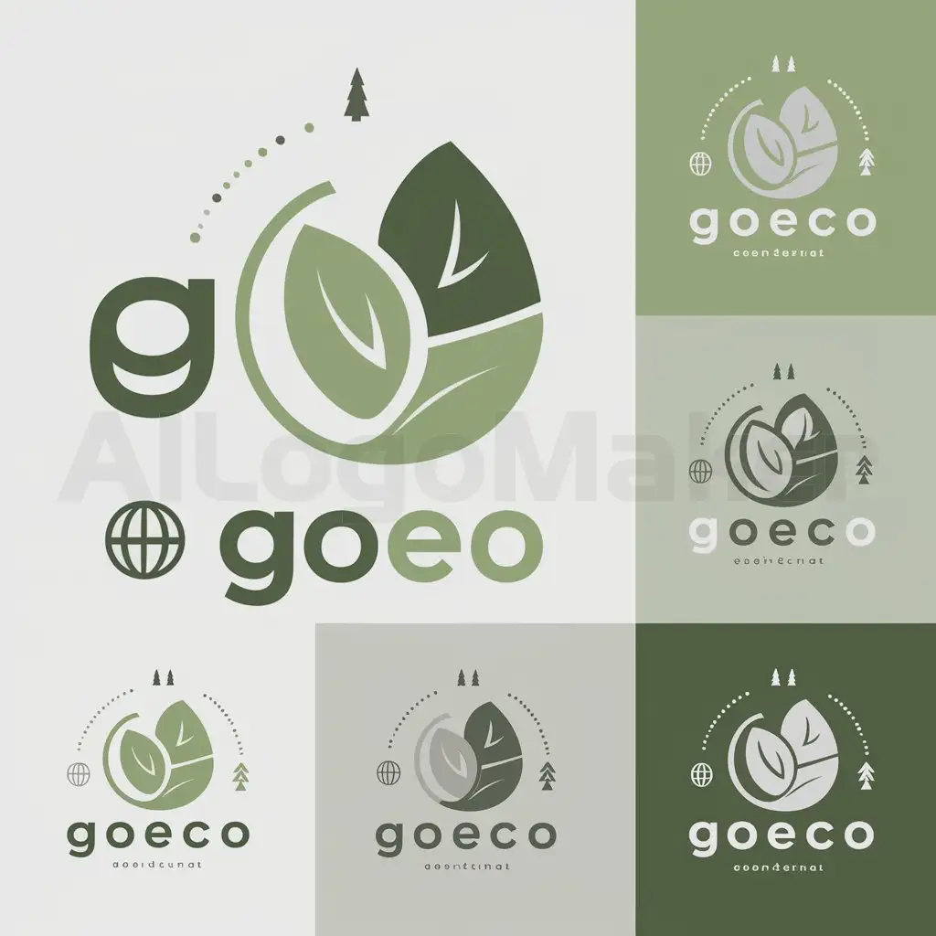 a logo design,with the text "GoEco", main symbol: GoEco modern logo design, eco-friendly app symbol, environmental sustainability emblem

Incorporate green color shades for eco-friendly concept, leaves, trees or globe elements

Create simple yet impactful, easily recognizable and scalable logo both web & mobile use

Design must convey eco-friendly message and responsibility towards environment conservation,Moderate,clear background