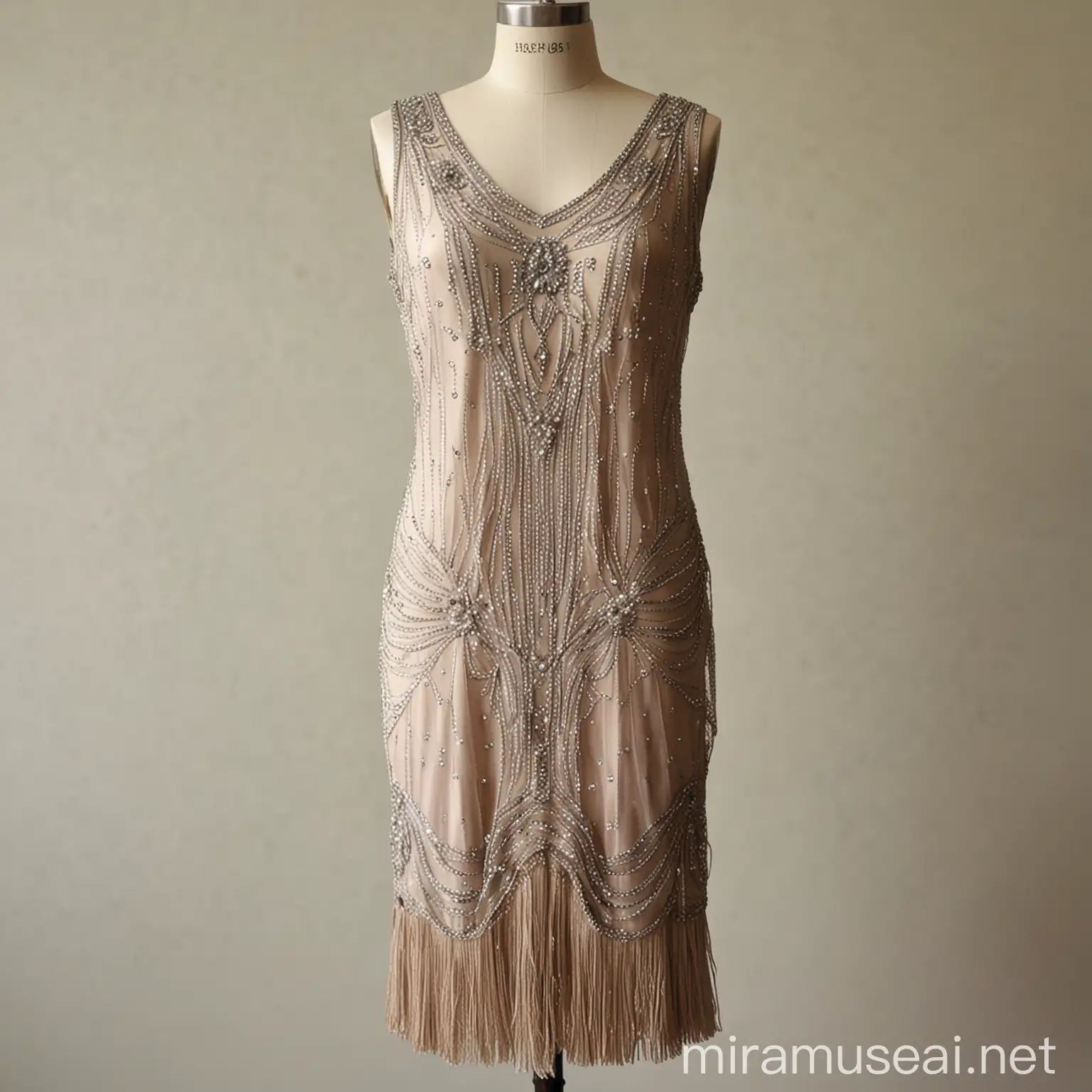 Vintage Flapper Dress from the 1920s with Intricate Embroidery