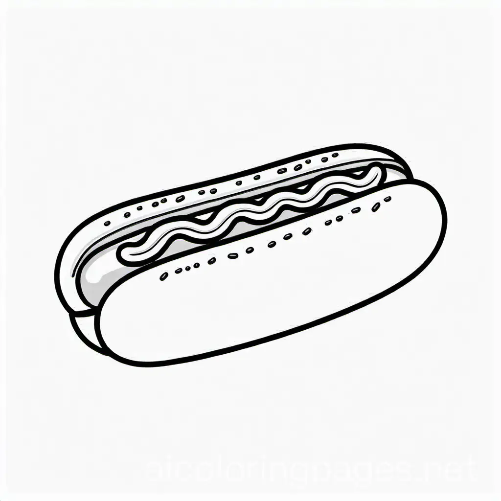 Simple-Hotdog-Coloring-Page-for-Kids-Black-and-White-Line-Art