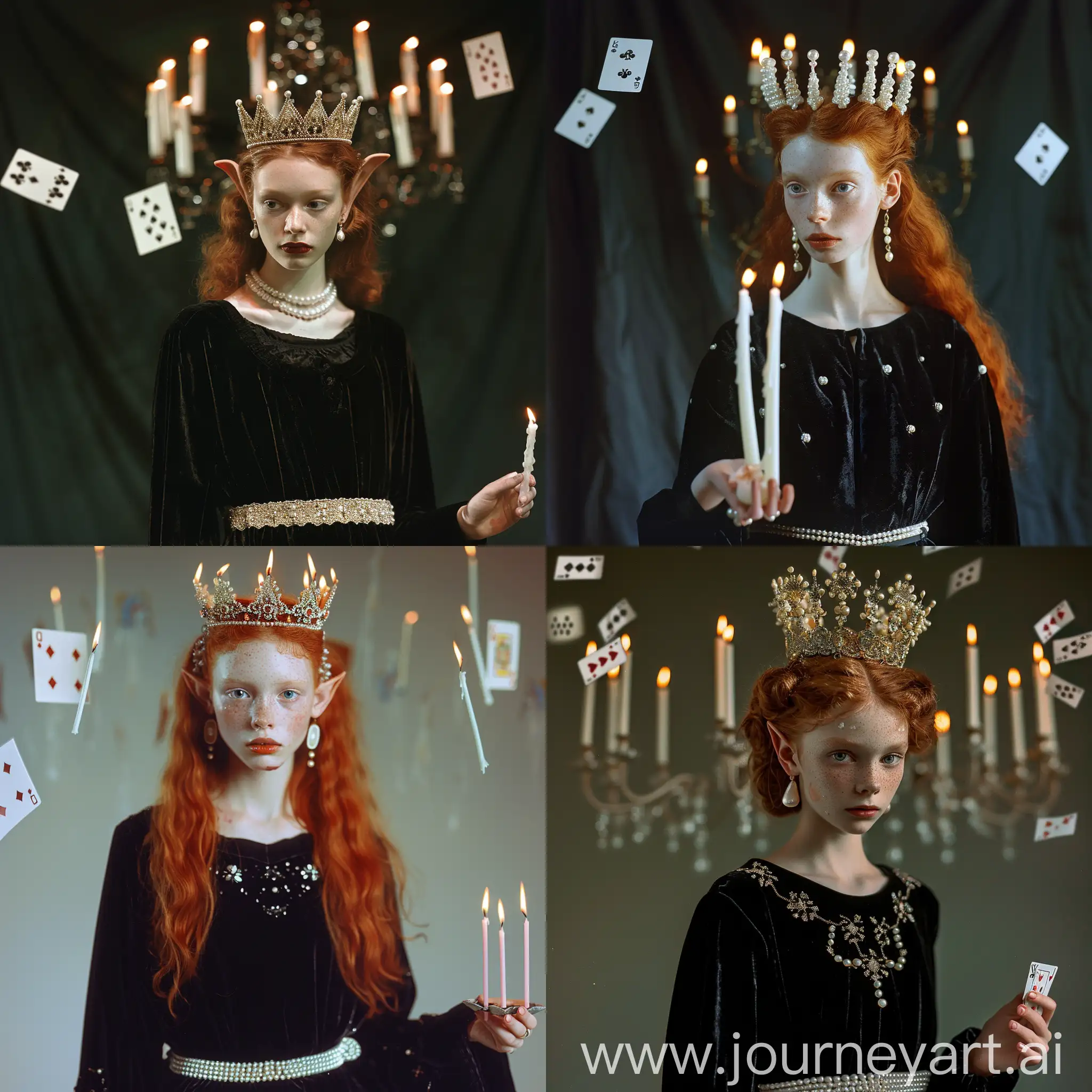 Cinematic-Vogue-Photo-RedHaired-Elf-with-Queen-of-Spades-Playing-Card-and-Candle-Crown