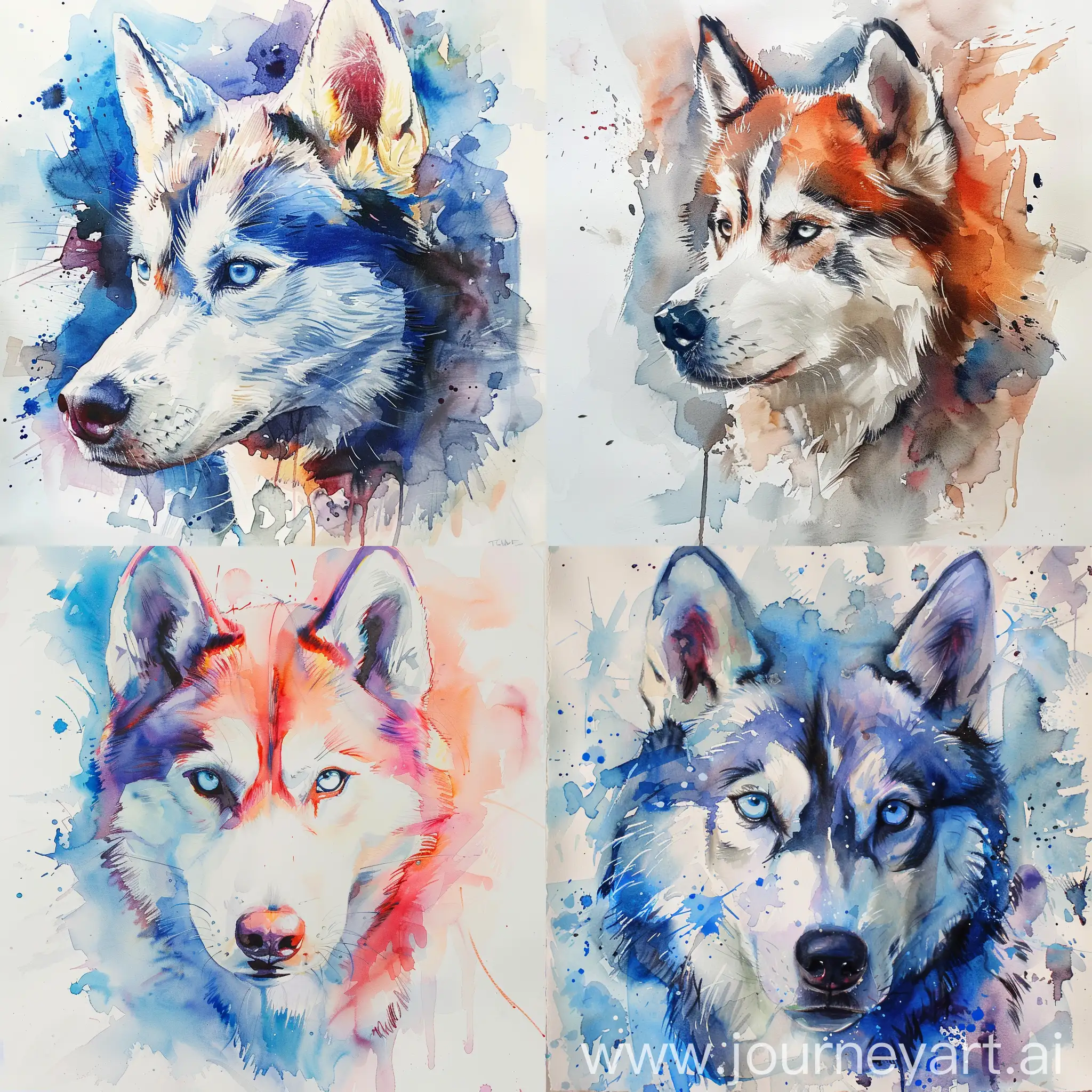 Watercolor-Husky-Portrait-with-Vivid-Colors-and-Detailed-Fur-Texture