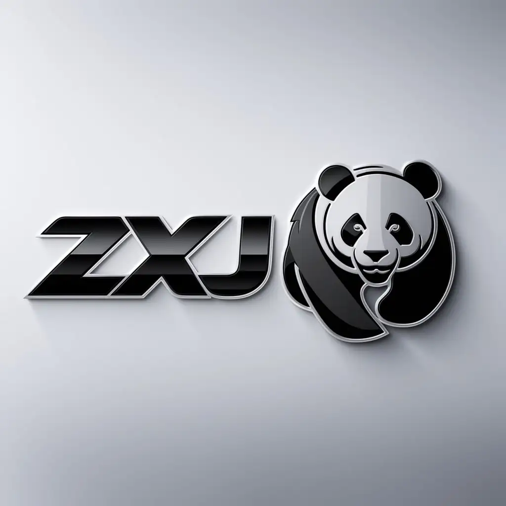 a logo design,with the text "ZXJ", main symbol:panda,Moderate,be used in Automotive industry,clear background