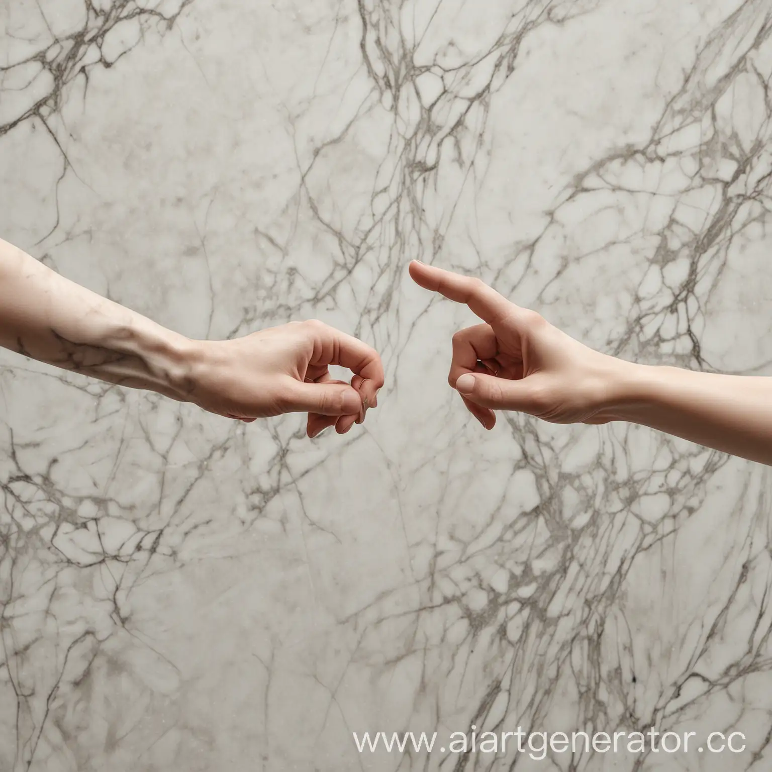 две руки из мрамора тянуться друг к другу указательными пальцами
