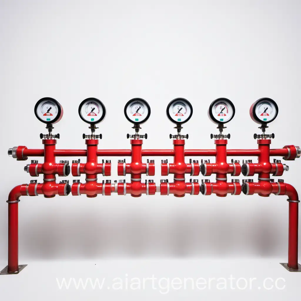Industrial-Gas-Counters-with-Round-Screens-and-Red-Tubes-on-White-Background