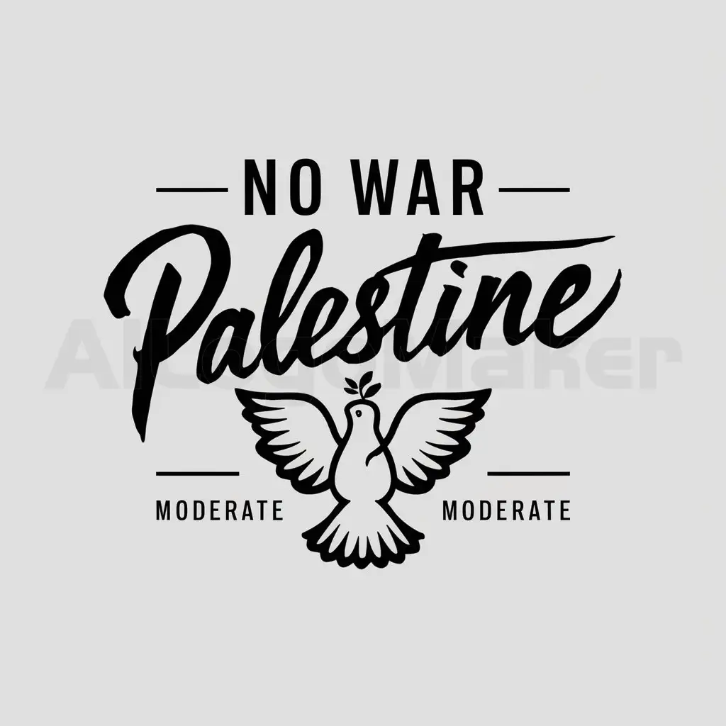 a logo design,with the text "No War", main symbol:free Palestine, peace dove,Moderate,clear background