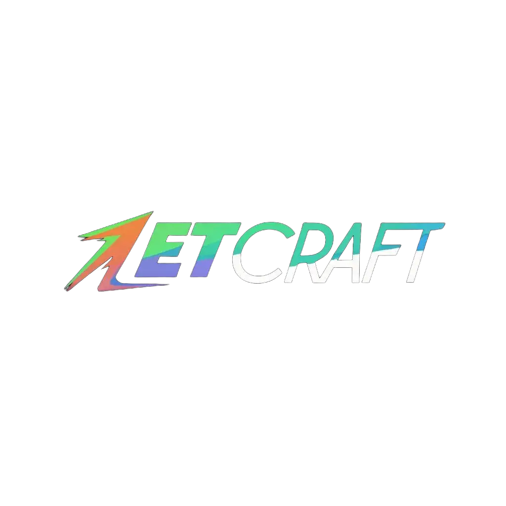 a logo design,with the text "JetCraft", main symbol:Lightning,Moderate,be used in Minecraft industry,clear background