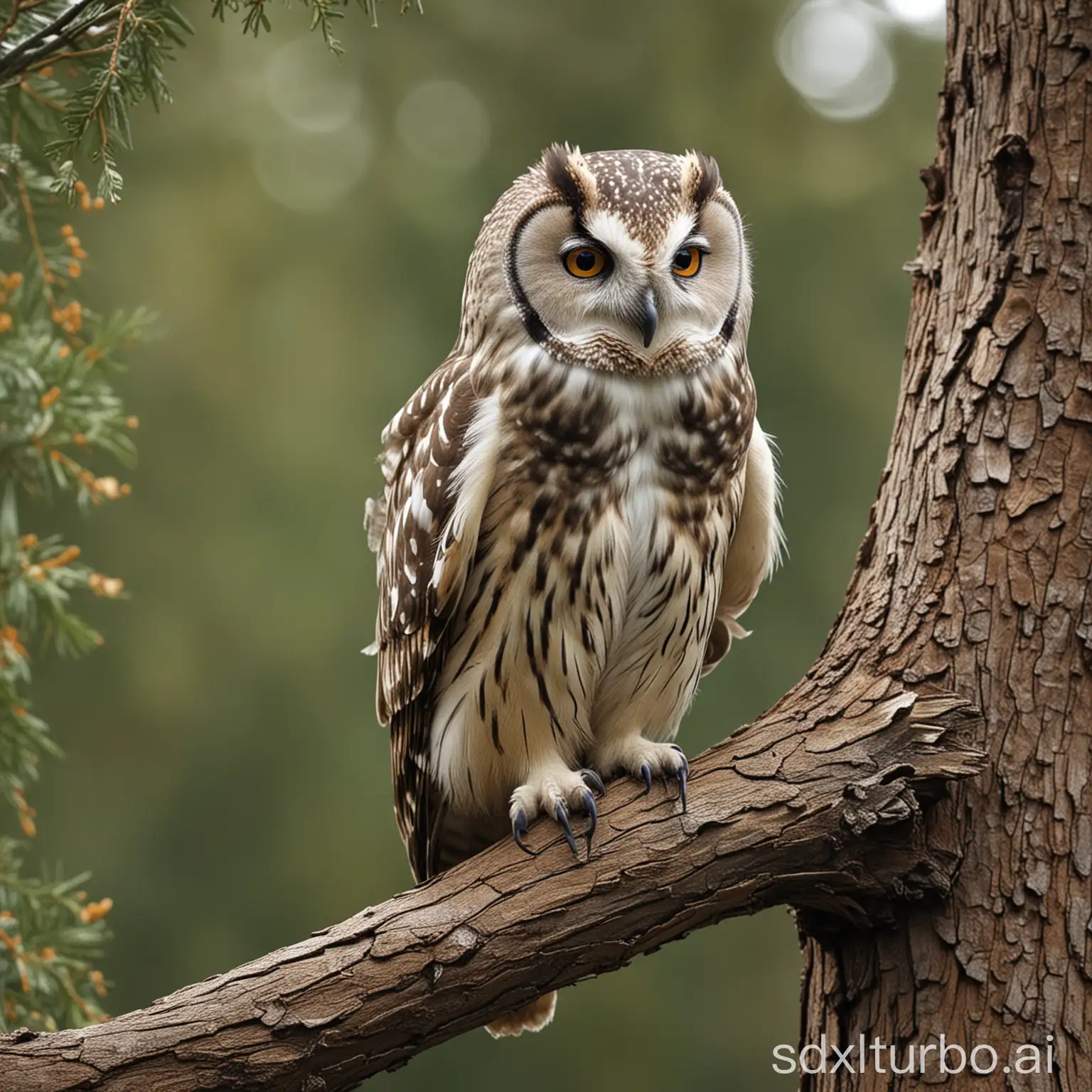 Majestic-Owl-Perched-on-Tree-Branch