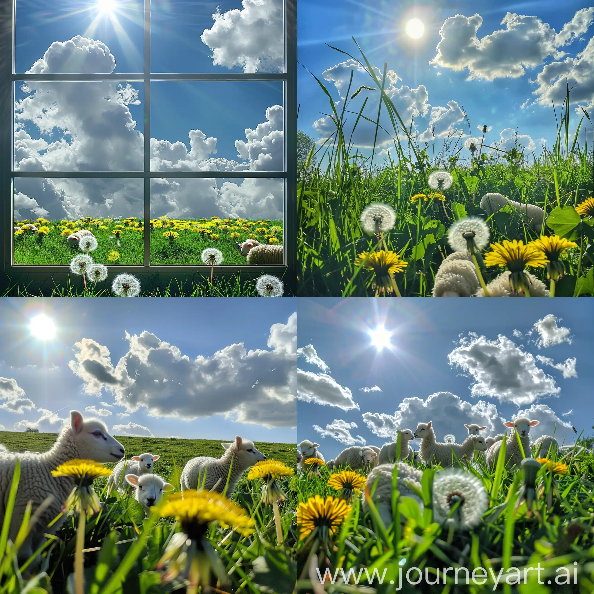 Tranquil-Scene-Sunlit-Dandelion-Field-with-Clouds