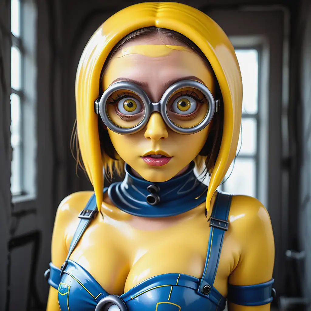 Latex-Minion-Girl-with-Yellow-Skin-and-Minion-Eyes