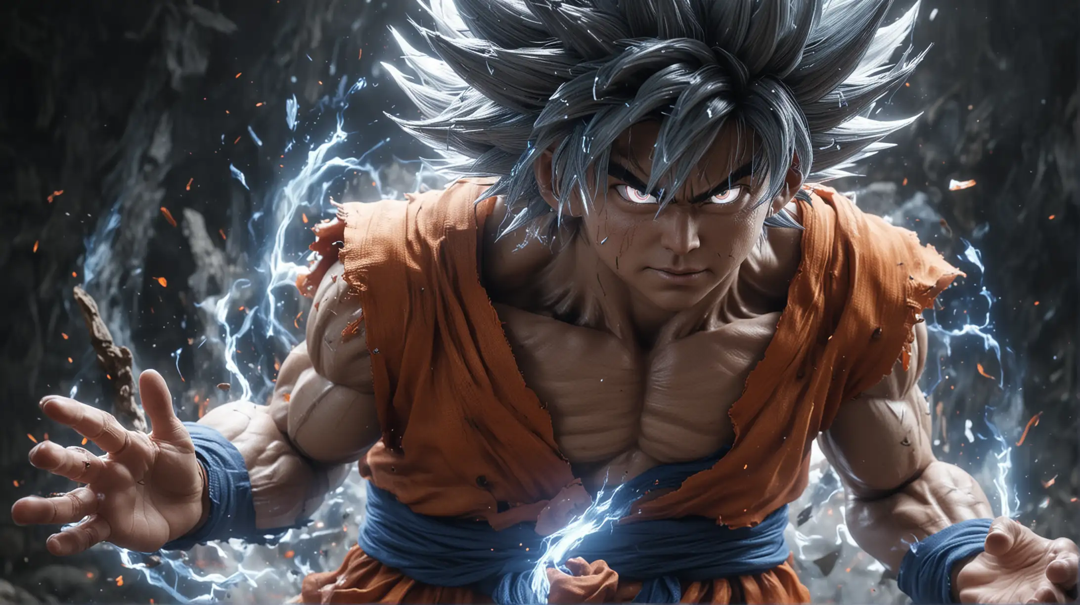 Goku Ultra Instinct Fighting Frieza in Hyperrealistic 4K Illustration