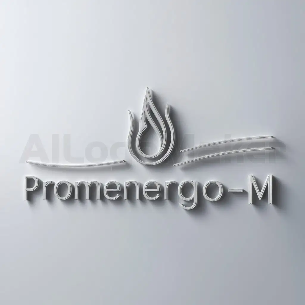 a logo design,with the text "Promenergo-M", main symbol:Ogon' tekhnika,Minimalistic,clear background