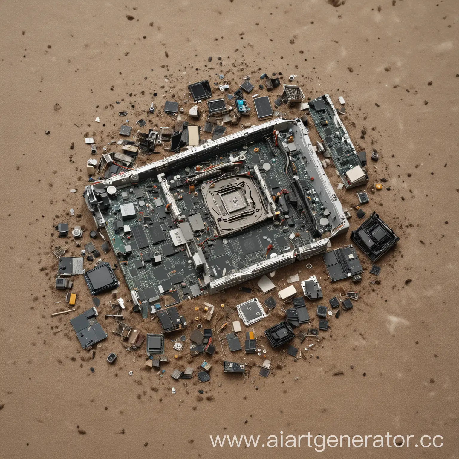 Disassembled-Computer-in-Dust-Broken-Technology-Conceptual-Art