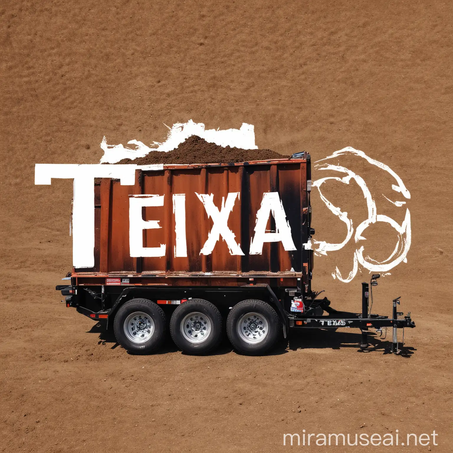 Texas logo with a dump trailer in the middle 
