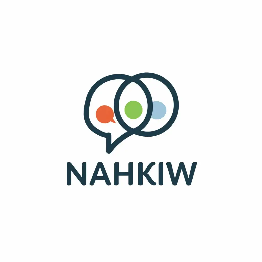 a logo design,with the text "Nahkiw", main symbol:chat app between people,Moderate,clear background
