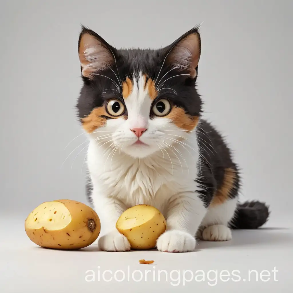 Calico-Cat-Eating-Potato-Coloring-Page-Simple-Line-Art-for-Kids