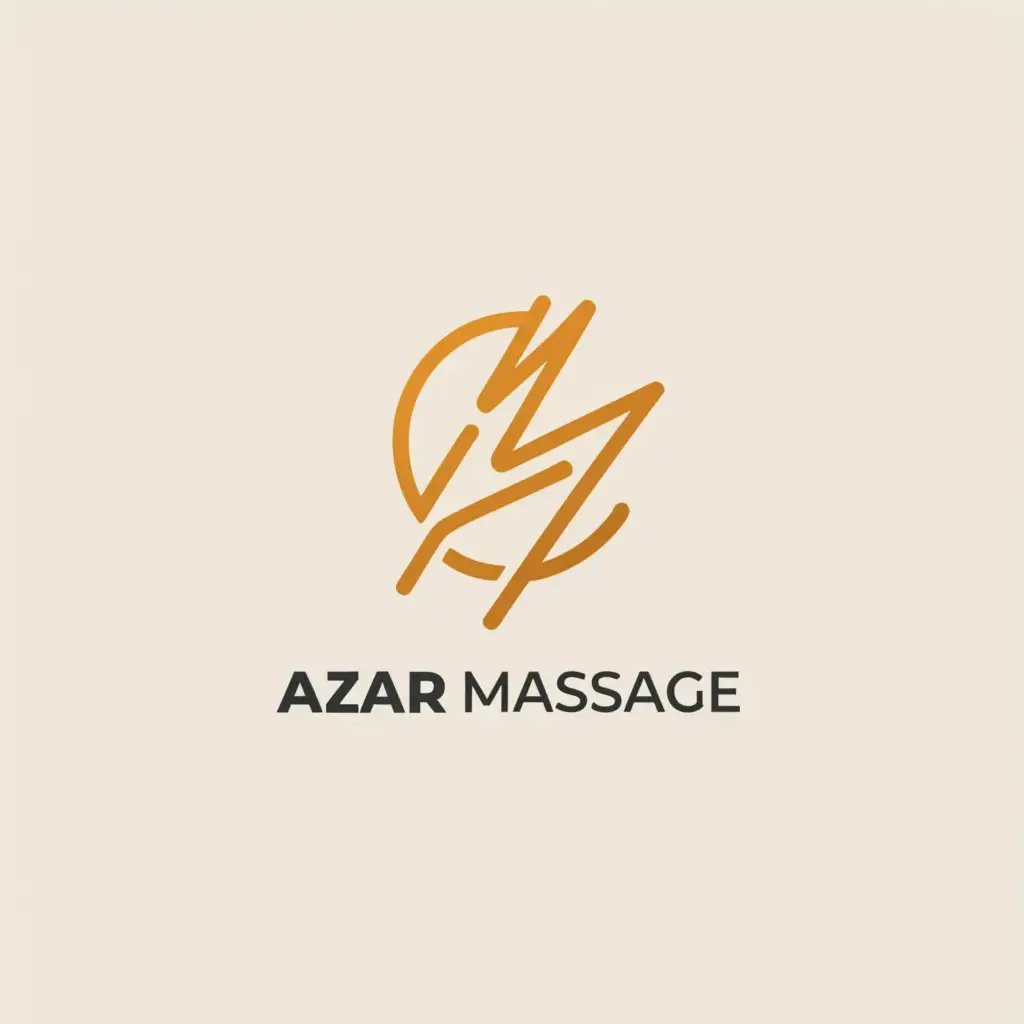 a logo design,with the text "Azar Massage", main symbol:Integrated into the design is a small icon that combines a lightning bolt with a massage hand or a massage-related symbol. The lightning bolt seamlessly merges into the massage element, symbolizing the fusion of energy and relaxation offered by the therapy center.,Minimalistic,be used in Technology industry,clear background