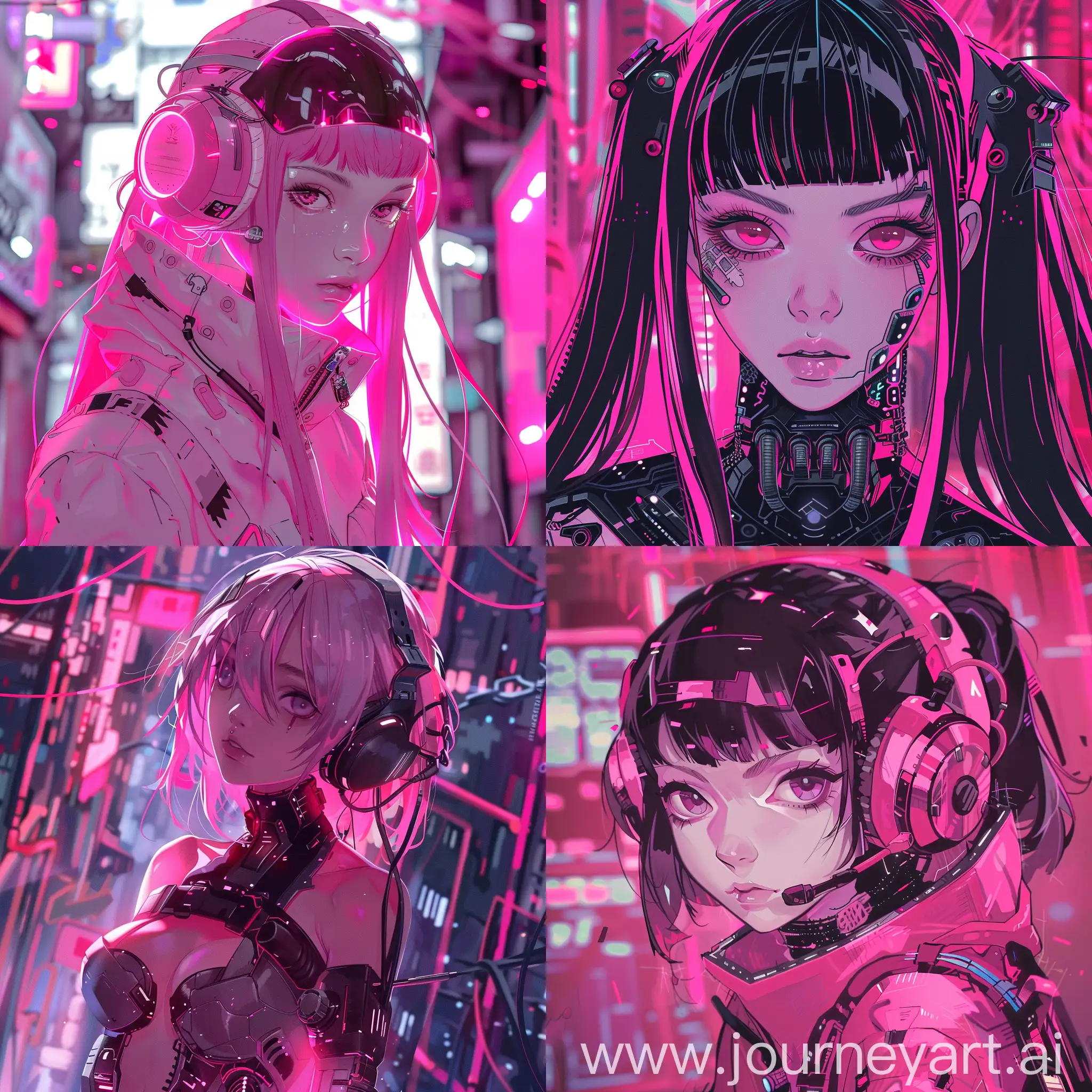 аниме девочка кибер эстетика в розовых тонах hd качество мультики киберпанк
