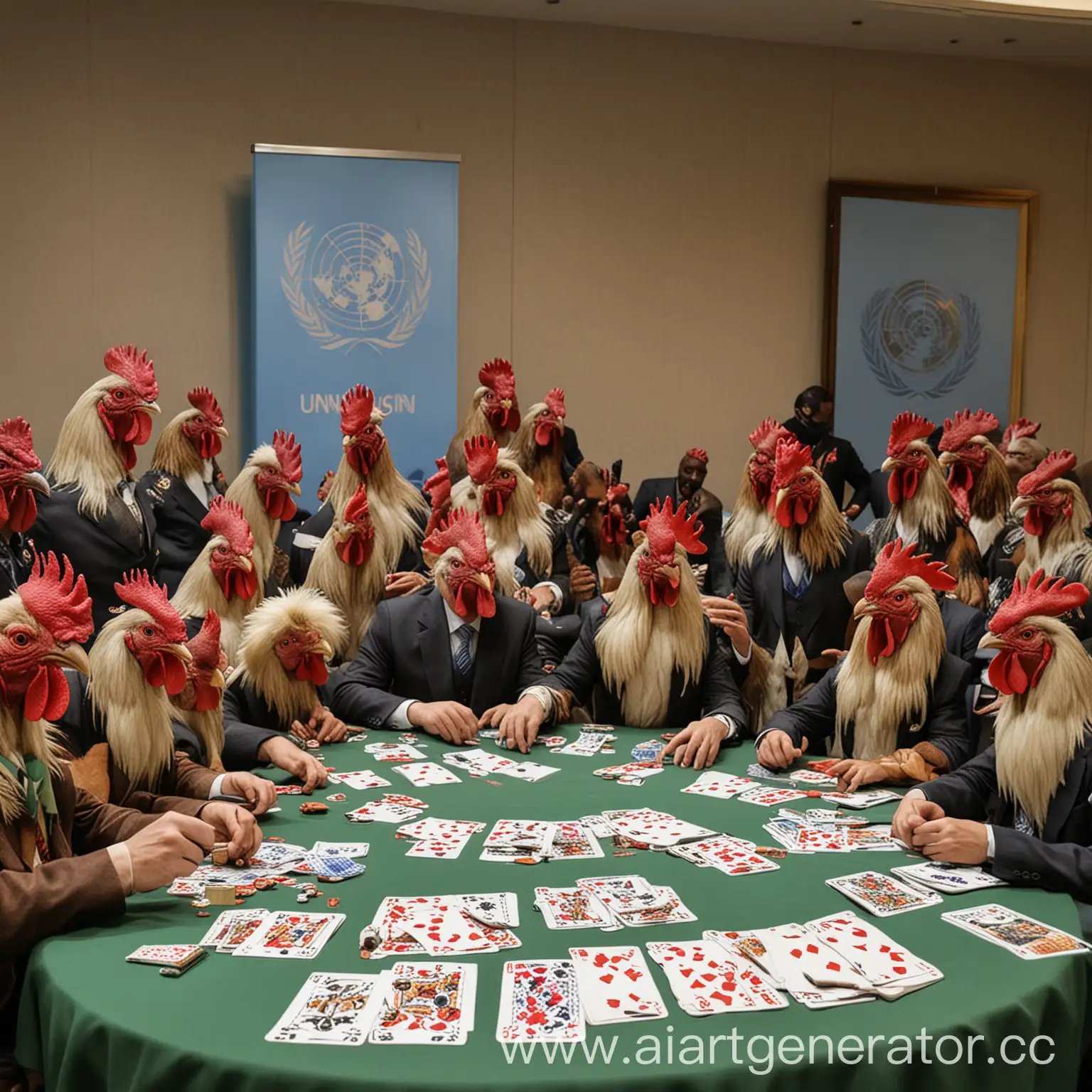 Roosters-Playing-Cards-at-the-United-Nations-Summit