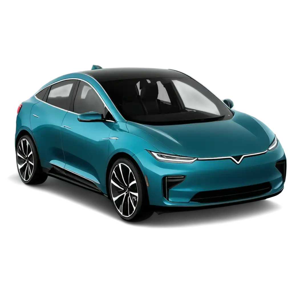 A modern electric car with a futuristic look and clean lines in cartoon style