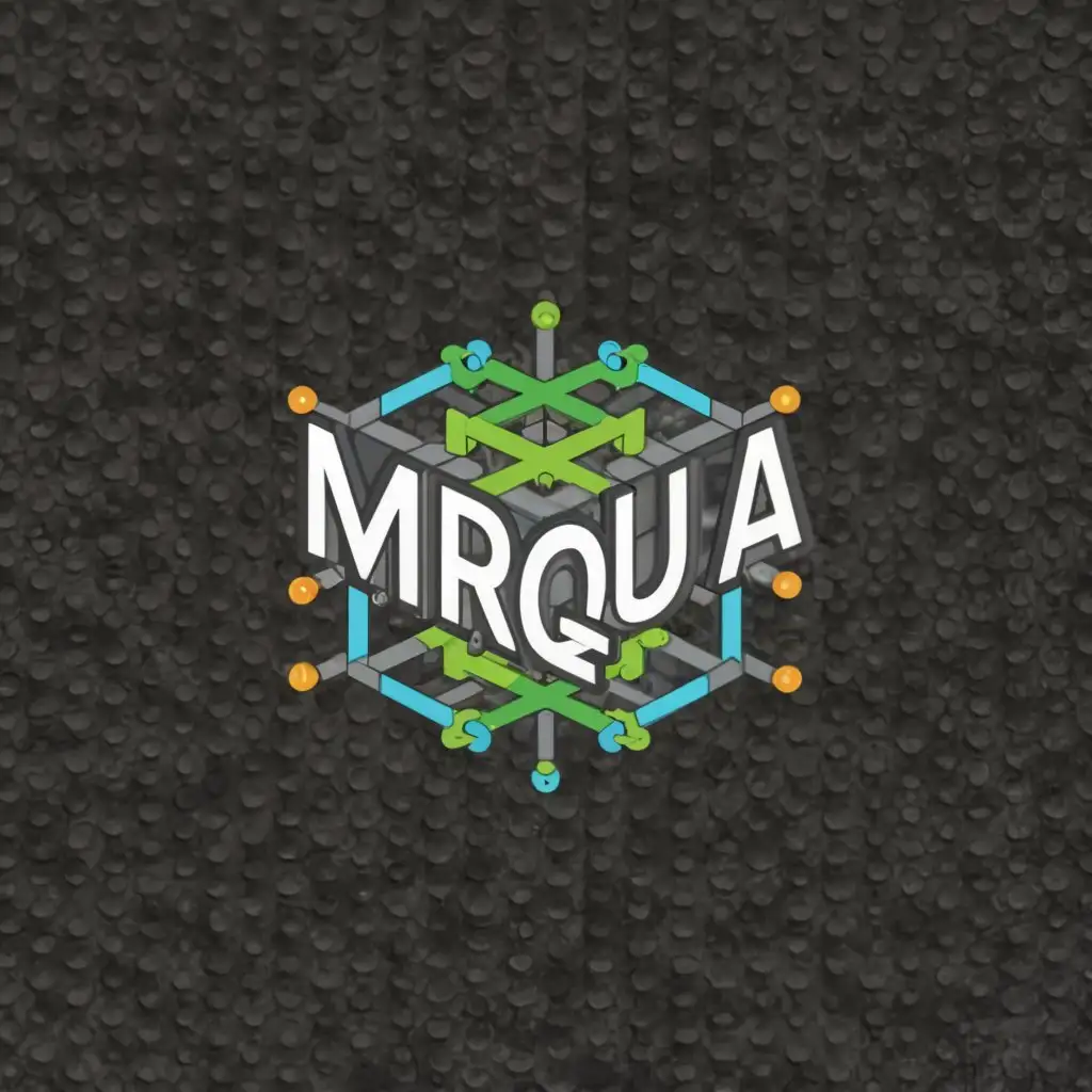 a logo design,with the text "mirqua", main symbol:quantum computer build with lego bricks,complex,be used in Technology industry,clear background
