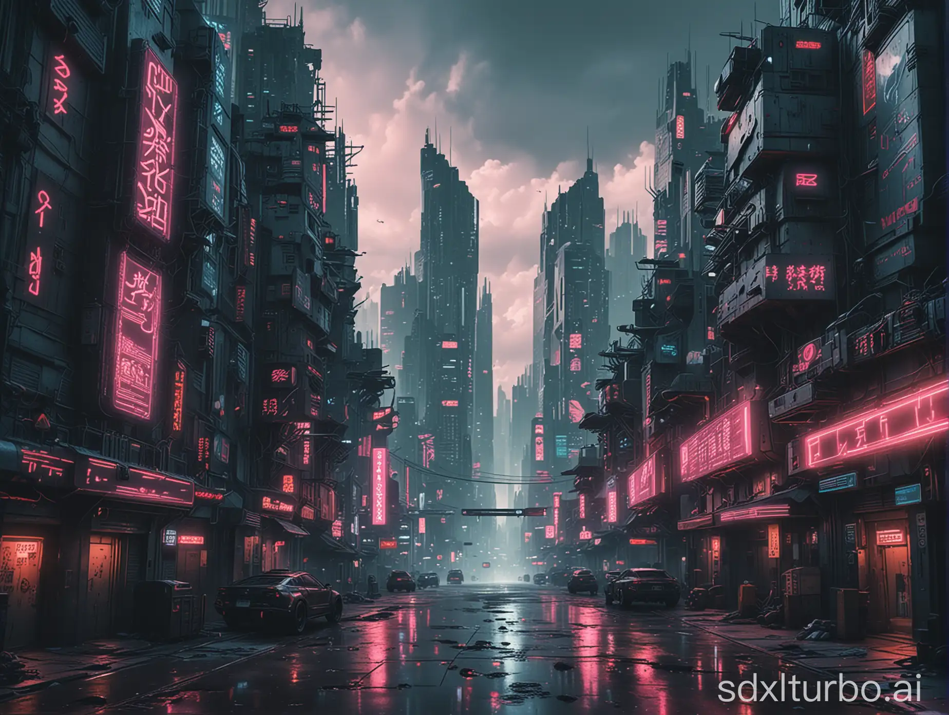 Futuristic-Cyberpunk-Cityscape-with-Glowing-Neon-Lights