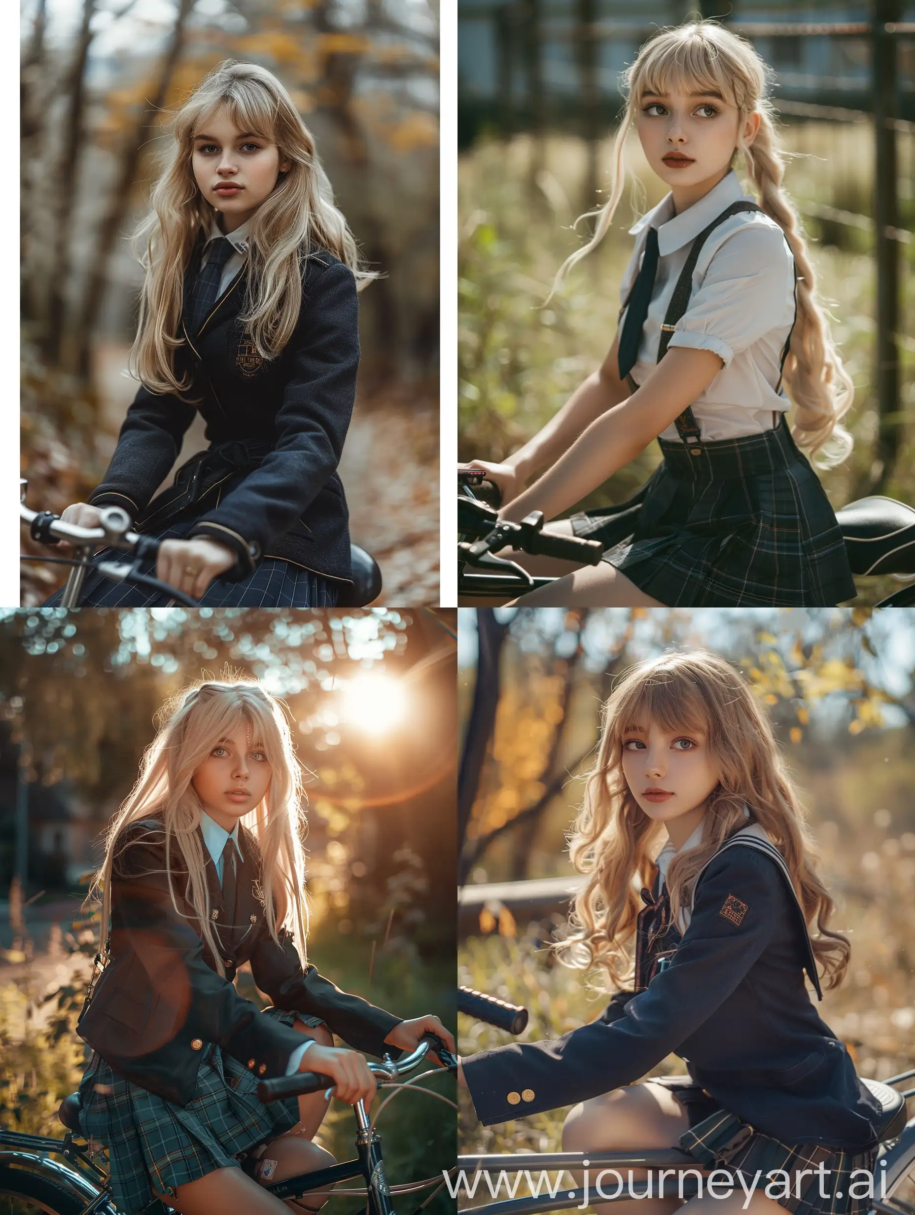 Blonde-Schoolgirl-Riding-Bicycle-in-Animalier-Style-with-RTX-on