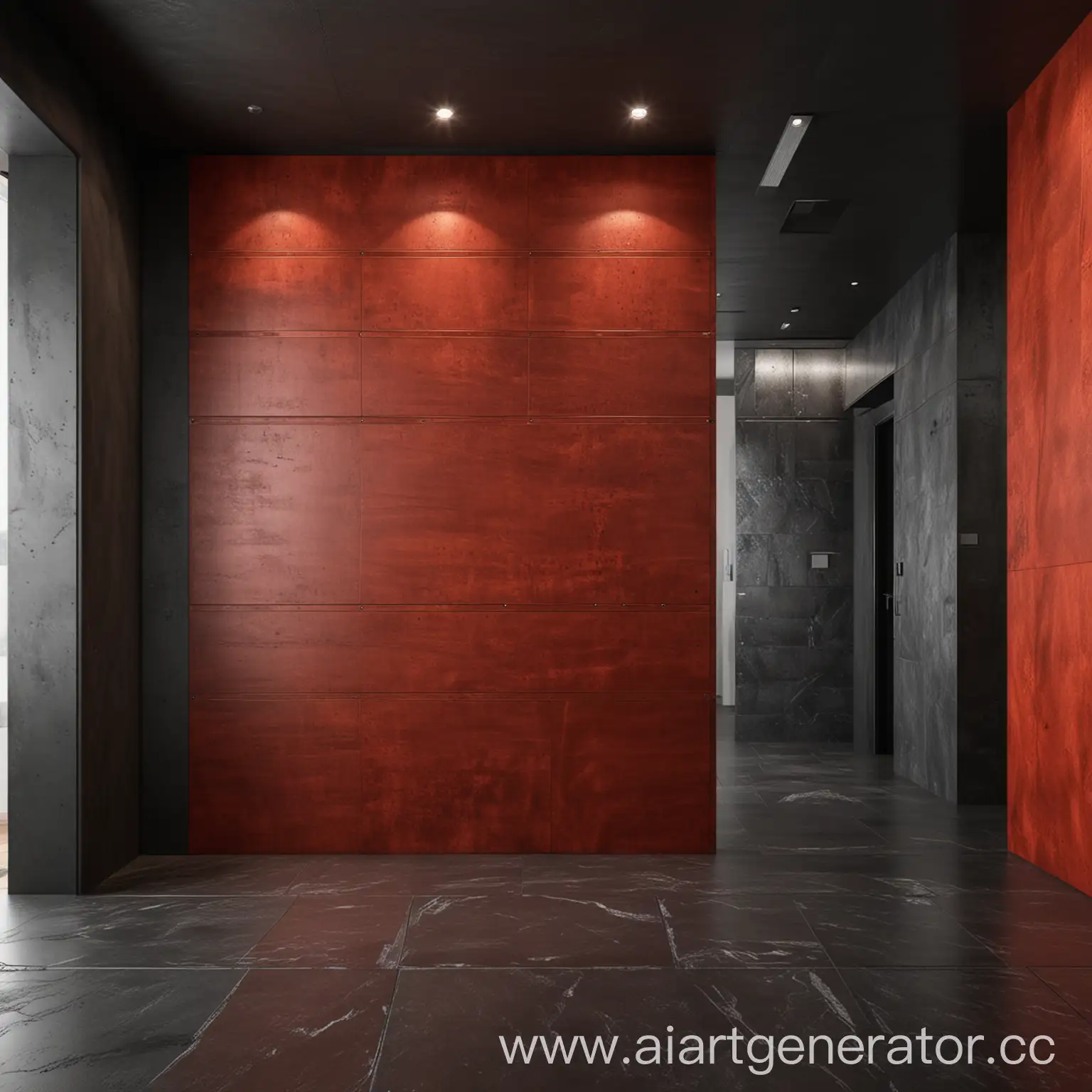 Modern-Interior-Design-with-Red-Wood-Panels-and-Metal-Accents