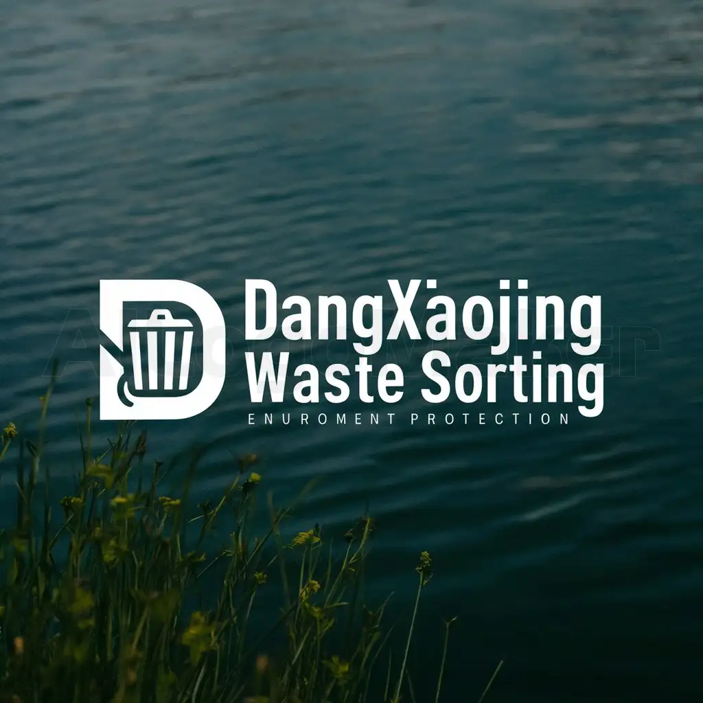 a logo design,with the text "Dangxiaojing Waste Sorting", main symbol:D T garbage classification green environmental protection lake water,Moderate,be used in Nonprofit industry,clear background