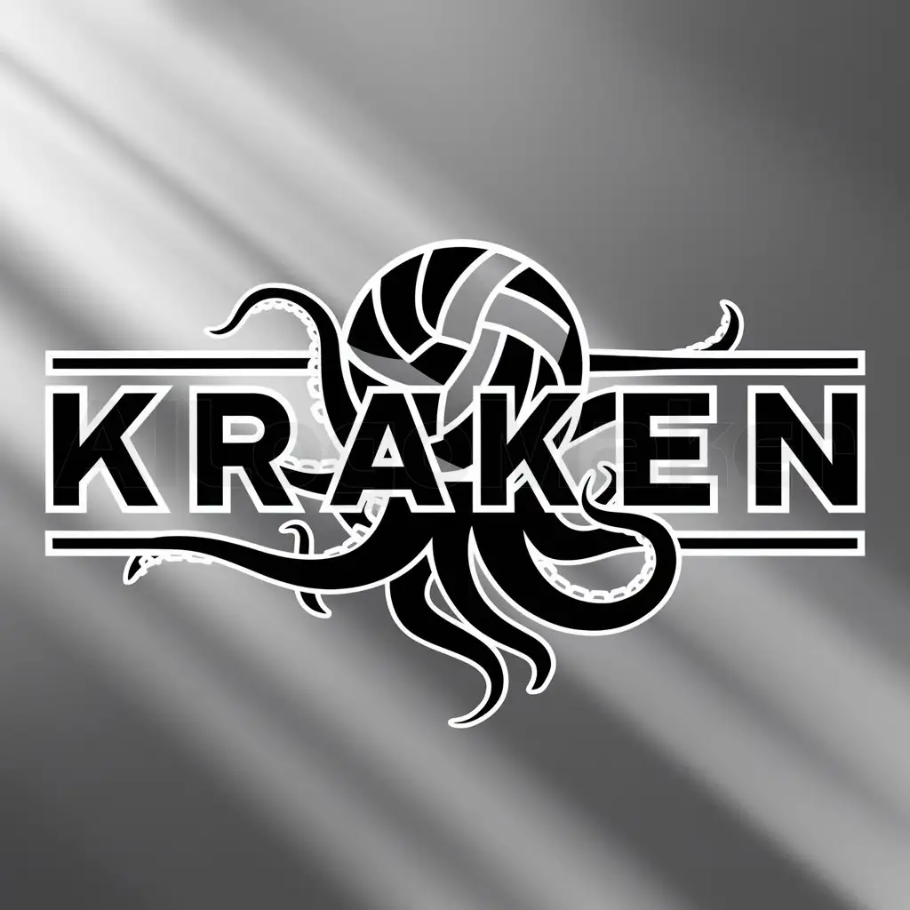 a logo design,with the text "Kraken", main symbol:kraken girls volleyball,Moderate,clear background