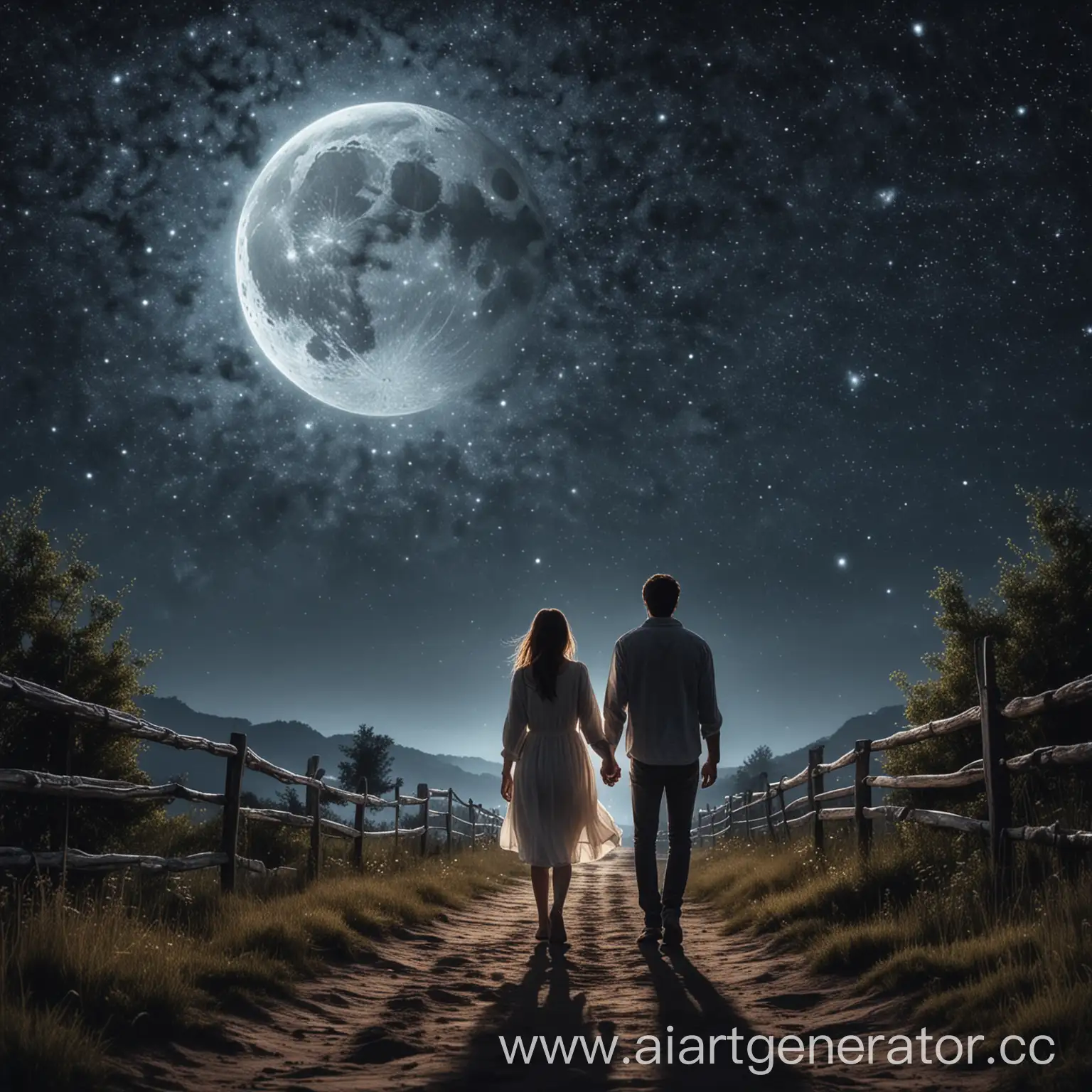 Romantic-Stroll-Under-Moonlit-Starry-Sky