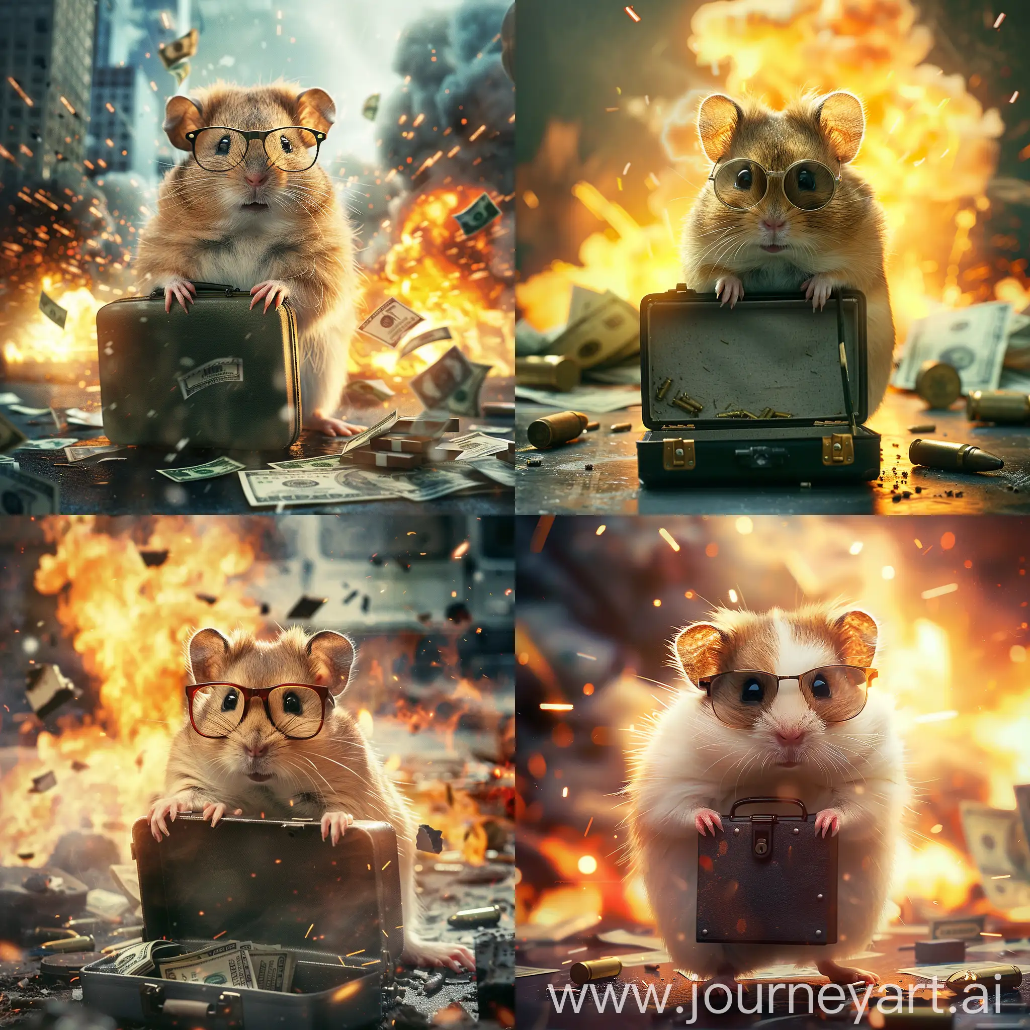 Hamster-in-Glasses-with-Money-Case-Amid-Explosions-and-Shootouts