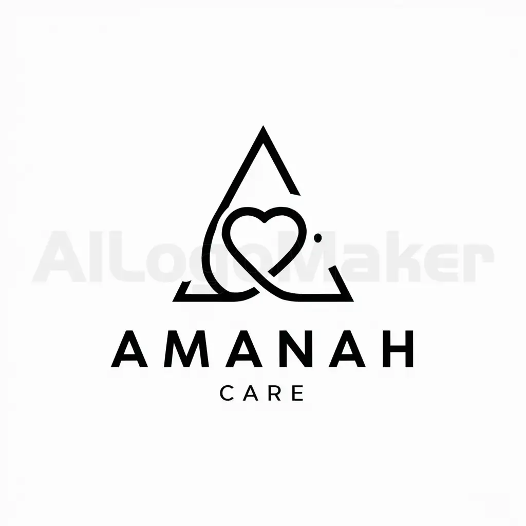 a logo design,with the text "Amanah care", main symbol:A and c join with care,Minimalistic,be used in 0 industry,clear background