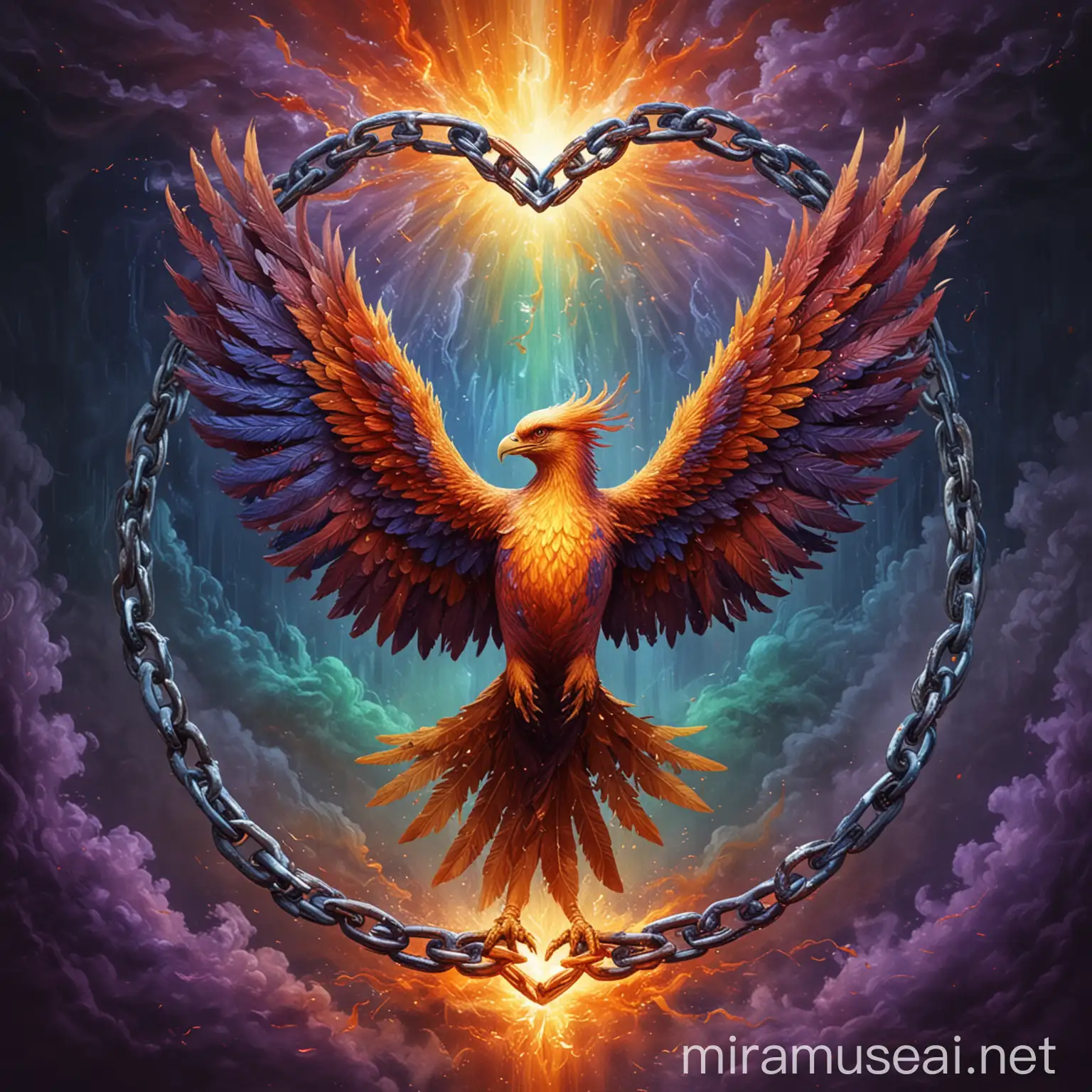 1. Start by selecting an image of a phoenix trapped in the chains of addiction.
2. Using colors and patterns that evoke feelings of hope and freedom, reconstruct a part of the image to depict the phoenix soaring towards liberation.
   - Blue Color: #3498DB
   - Green Color: #2ECC71
   - Orange Color: #F39C12
   - Yellow Color: #F4D03F
   - Red Color: #E74C3C
   - Purple Color: #9B59B6
3. Draw flames of hope and aspiration emanating from the heart of the phoenix, using bright and captivating colors.
   - Yellow Color: #F4D03F
   - Orange Color: #F39C12
   - Red Color: #E74C3C
   - Purple Color: #9B59B6
   - Dark Blue Color: #34495E
   - Dark Green Color: #229954
4. Alongside the image, write short and inspirational sentences conveying a message of freedom and transformation to the viewers.
   - Broken Chain Pattern: #000000 (Black)
   - Silver Chain Pattern: #BDC3C7
   - Dark Blue Pattern: #34495E
   - Brown Pattern: #8B4513
   - Copper Pattern: #B87333
   - Gold Pattern: #DC7633
5. Finally, combine the image and text, creating a beautiful and inspiring media journal entry.
