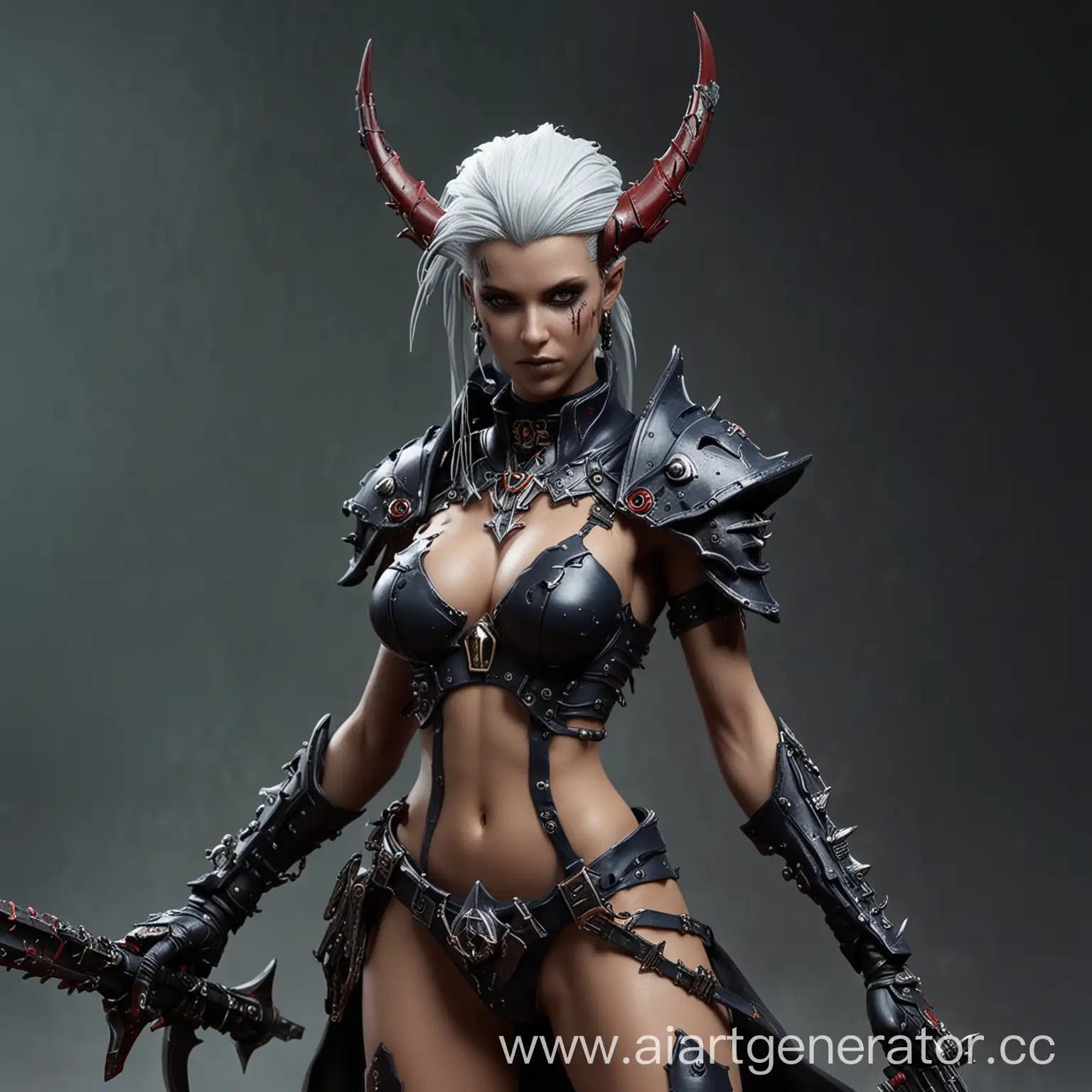 Dark-Eldar-Female-Warrior-Engaged-in-PostBattle-Blade-Combat