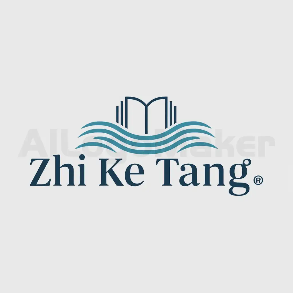 a logo design,with the text "Zhi ke tang", main symbol:books, blue, ocean,Moderate,be used in education industry,clear background