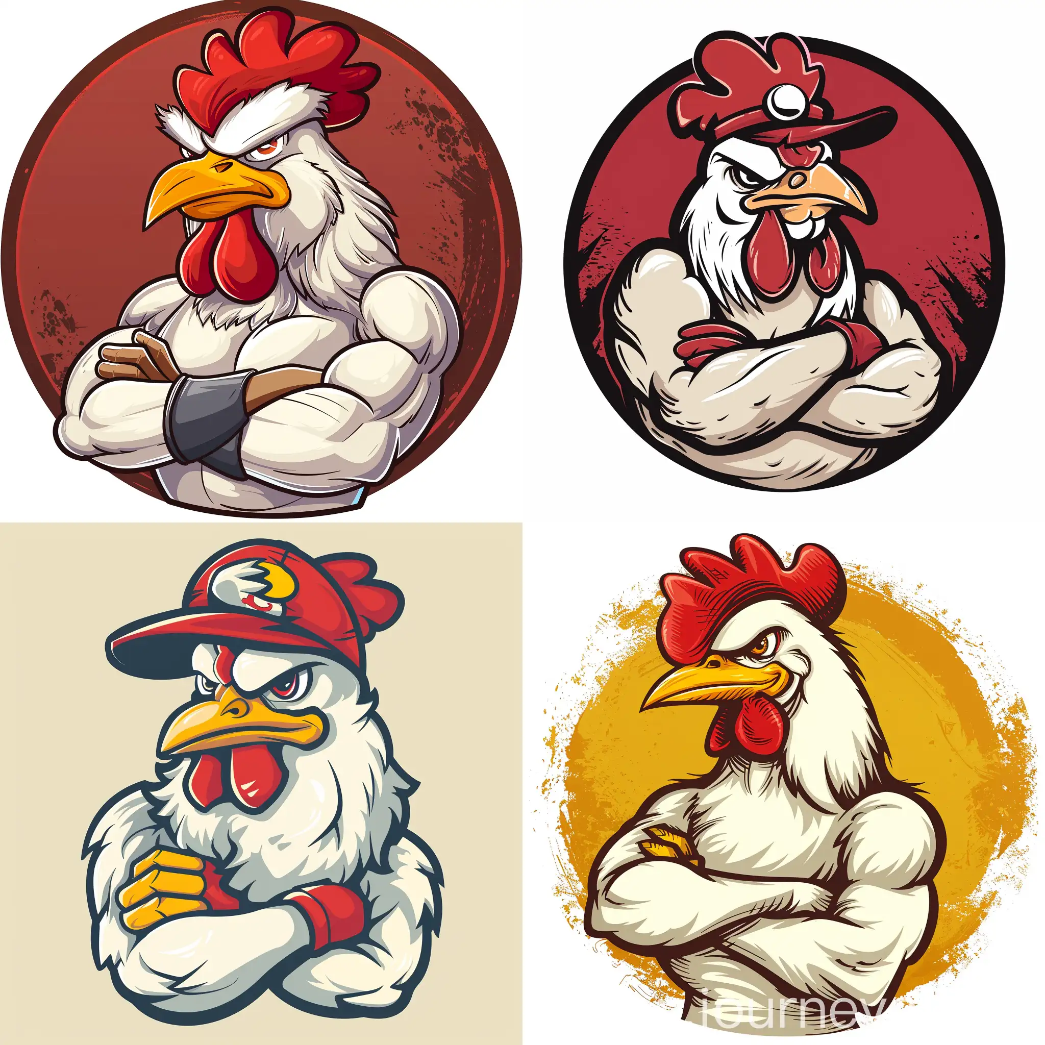 Anthropomorphic-Angry-Rooster-Cartoon-with-Crossed-Arms-and-Red-Hat