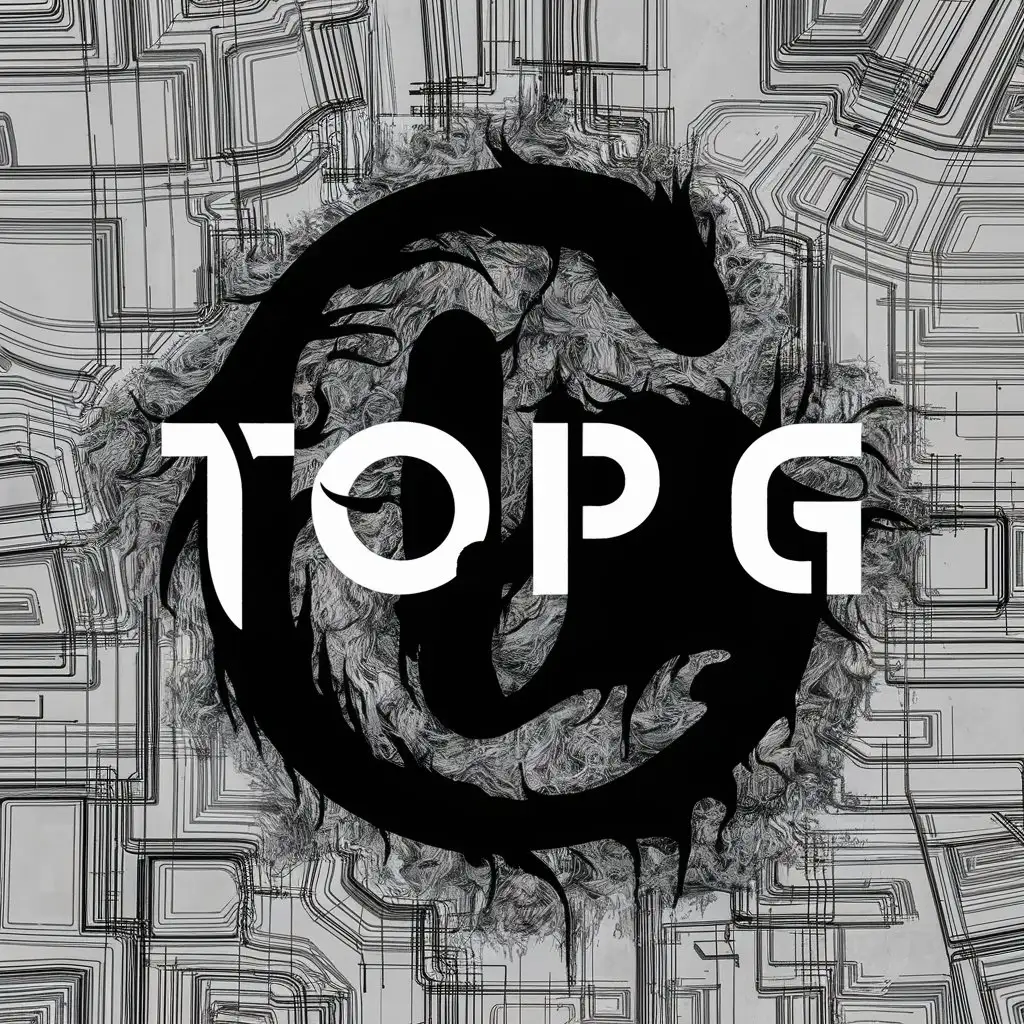 a logo design,with the text "Top G", main symbol:modern scary unusual uncomfortable black,complex,clear background