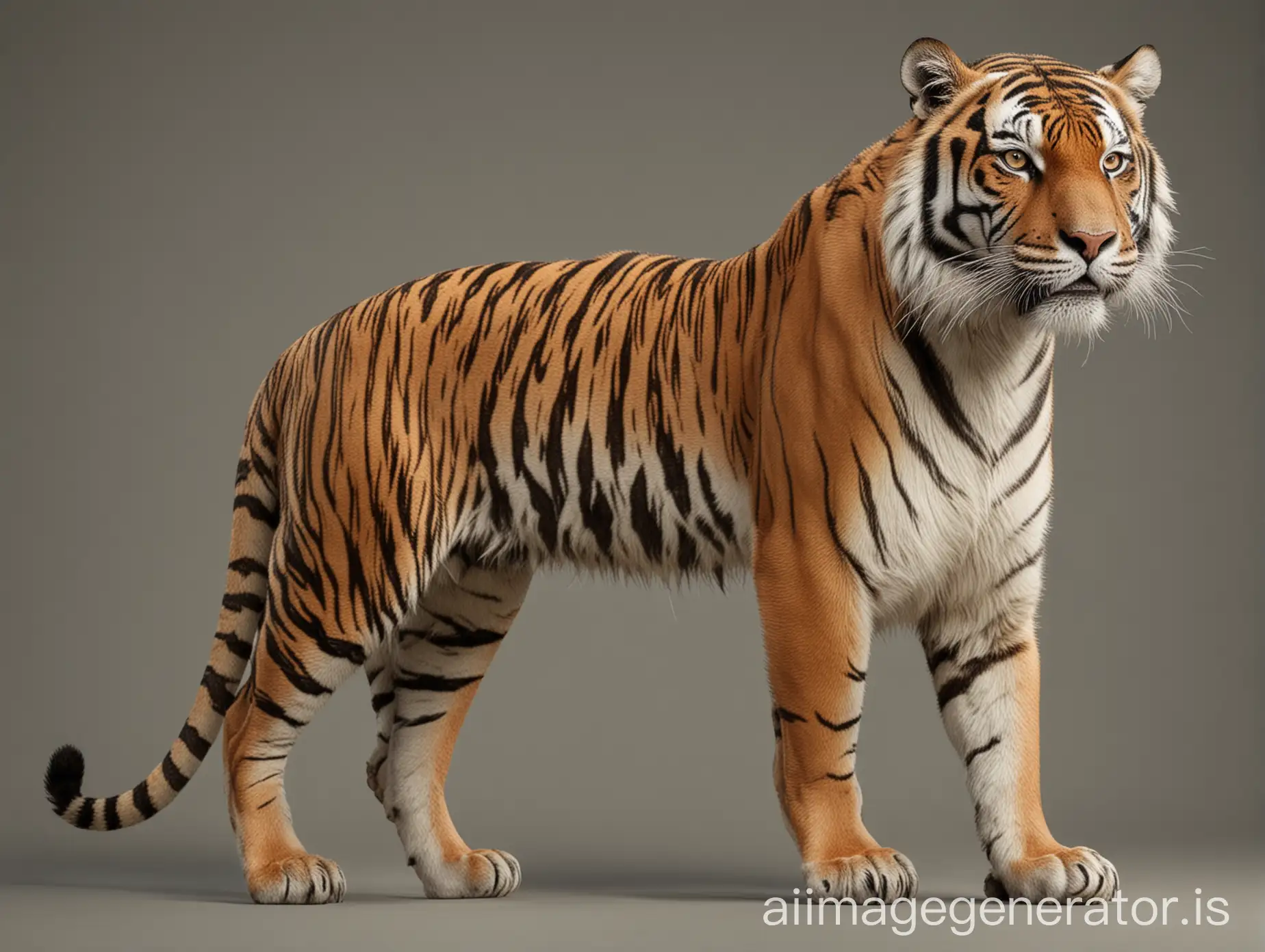 Realistic male and female Tiger, different pose, neutral background