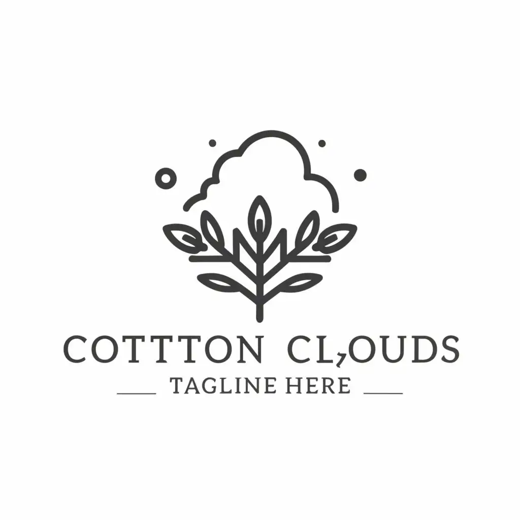 a logo design,with the text "Cotton Clouds", main symbol:Branches, branch, cloud, cotton, feather,complex,be used in Home Family industry,clear background