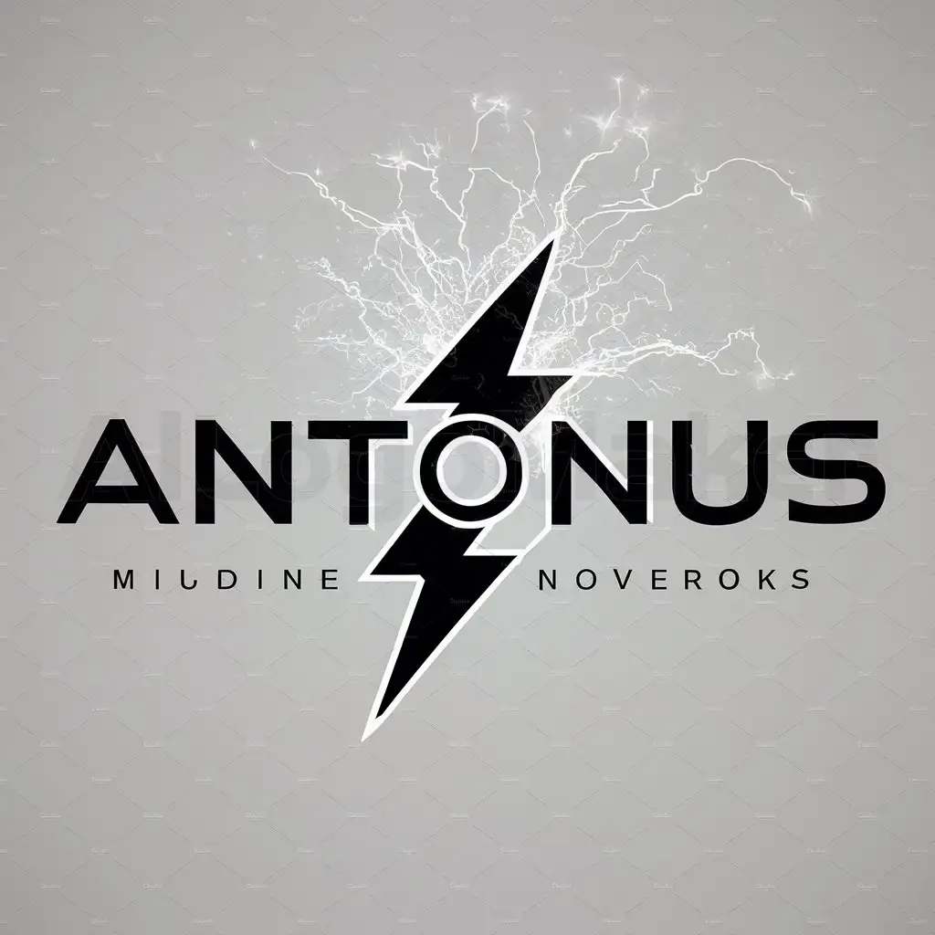 a logo design,with the text "Antonus", main symbol:lightning with sparks,Moderate,clear background