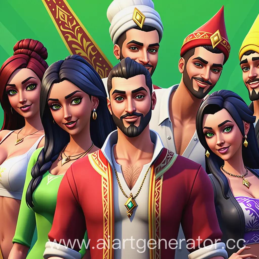 Сгенерируй баннер для ютуб канала, канал посвящен игре The Sims 4, Султану и жизни его гарема.