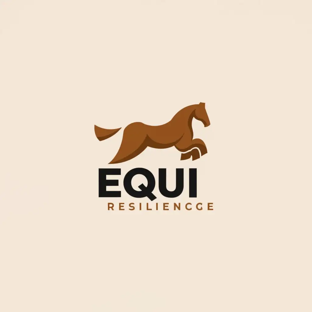 a logo design,with the text "Equi resilience", main symbol:Horse and  Ψ ,Minimalistic,clear background